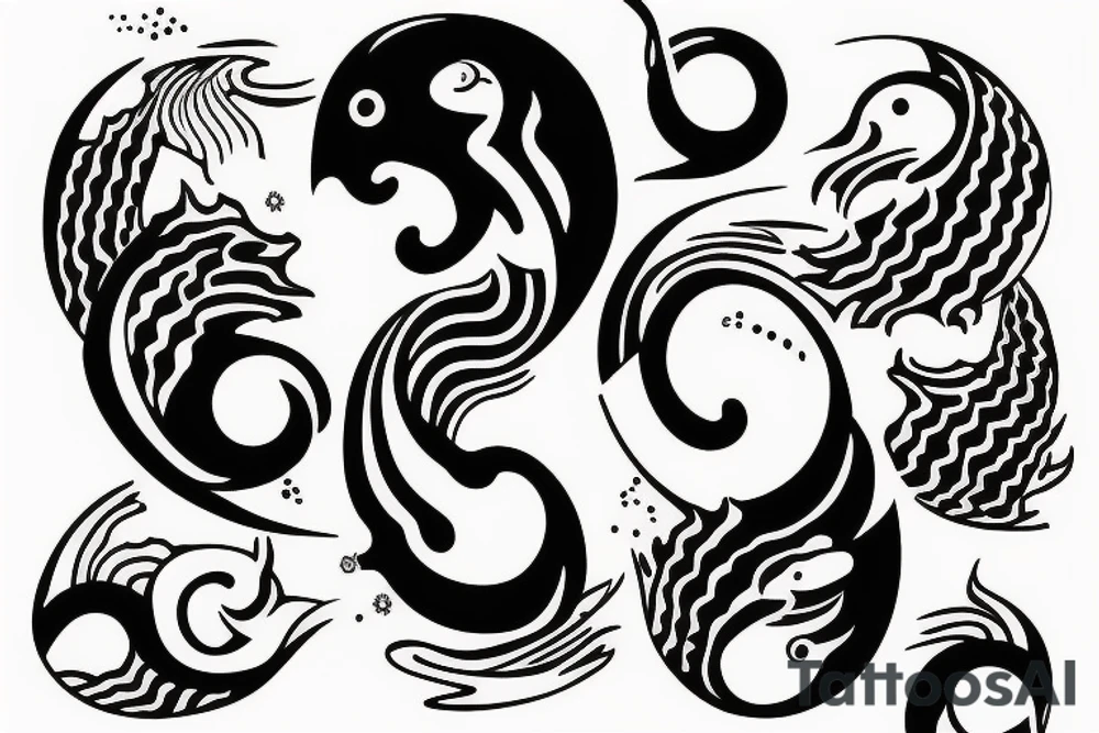 fish kanagawa ying yang tattoo idea