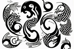 fish kanagawa ying yang tattoo idea