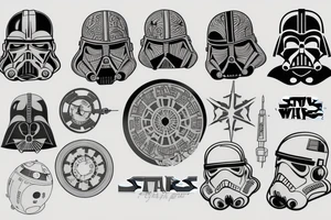 Tattoo Sleeve that incorporates Star Wars and Futurama tattoo idea