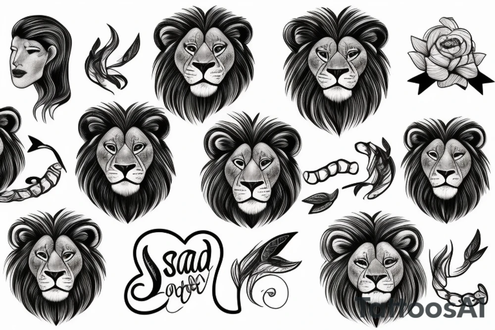 sad lion tattoo idea