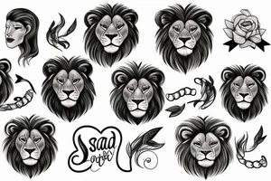 sad lion tattoo idea