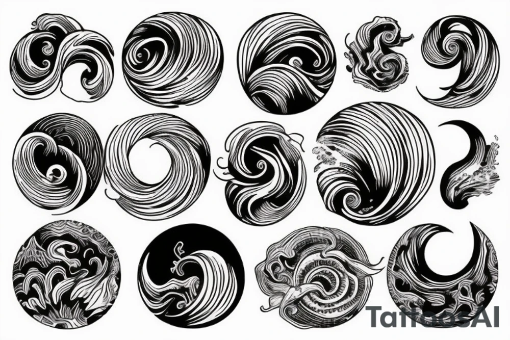 big wave in a circle tattoo idea
