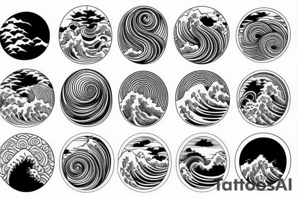 big wave in a circle tattoo idea