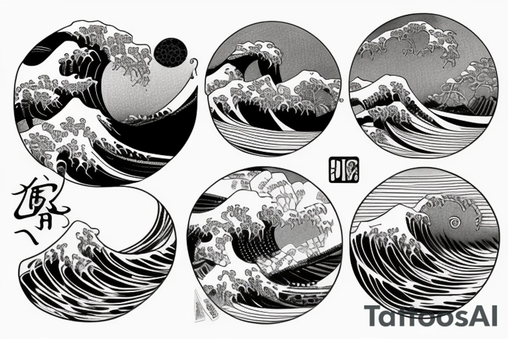 big wave in a circle tattoo idea