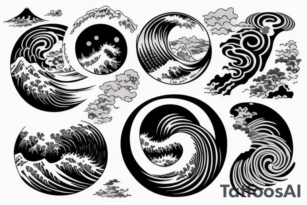 big wave in a circle tattoo idea