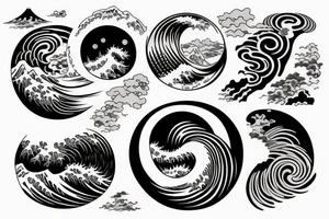 big wave in a circle tattoo idea