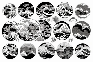 big wave in a circle tattoo idea