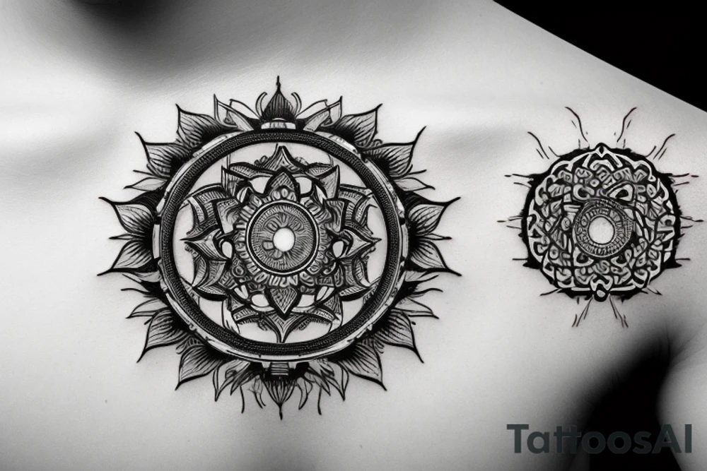 DNA broken watch eye lotus sand clock tattoo idea