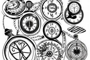 DNA broken watch eye lotus sand clock tattoo idea