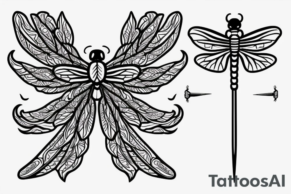 dragonfly with sword in the middle tattoo idea