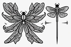 dragonfly with sword in the middle tattoo idea