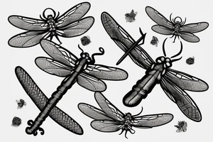 dragonfly with sword in the middle tattoo idea