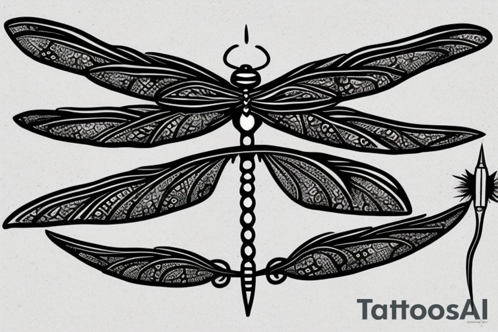 dragonfly with sword and rose tattoo idea