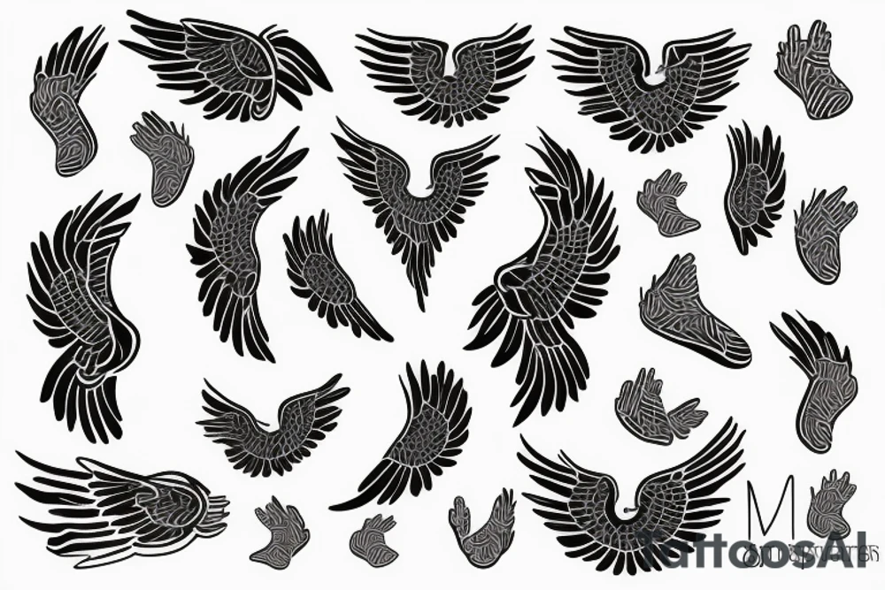 Kate James with baby footprints and angel wings tattoo idea
