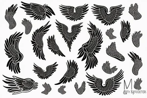 Kate James with baby footprints and angel wings tattoo idea