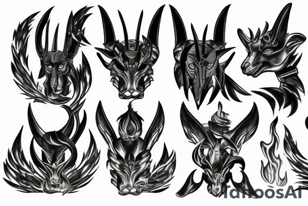 anubis fighting flames tattoo idea
