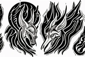 anubis fighting flames tattoo idea