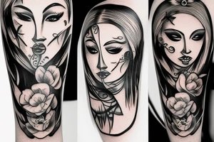 Women with mask tattoo idea