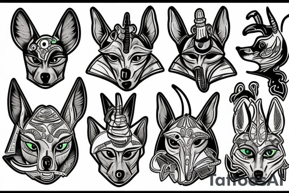 trash polka anubis tattoo idea