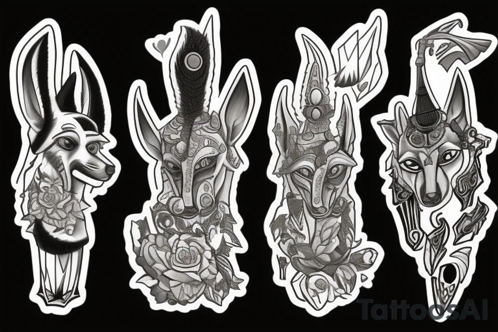 trash polka anubis tattoo idea