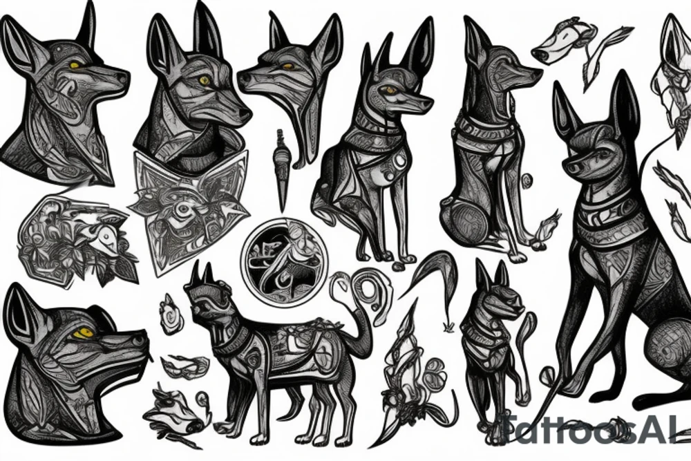 trash polka anubis tattoo idea
