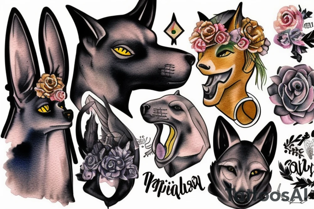trash polka anubis tattoo idea