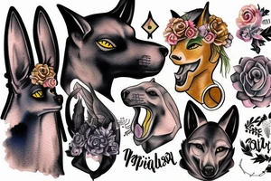 trash polka anubis tattoo idea