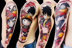 Luffy 4 gear, classic luffy, kaneki ken, minato, naruto, jirayia, fullmetal alchemist, roronoa zoro tattoo idea