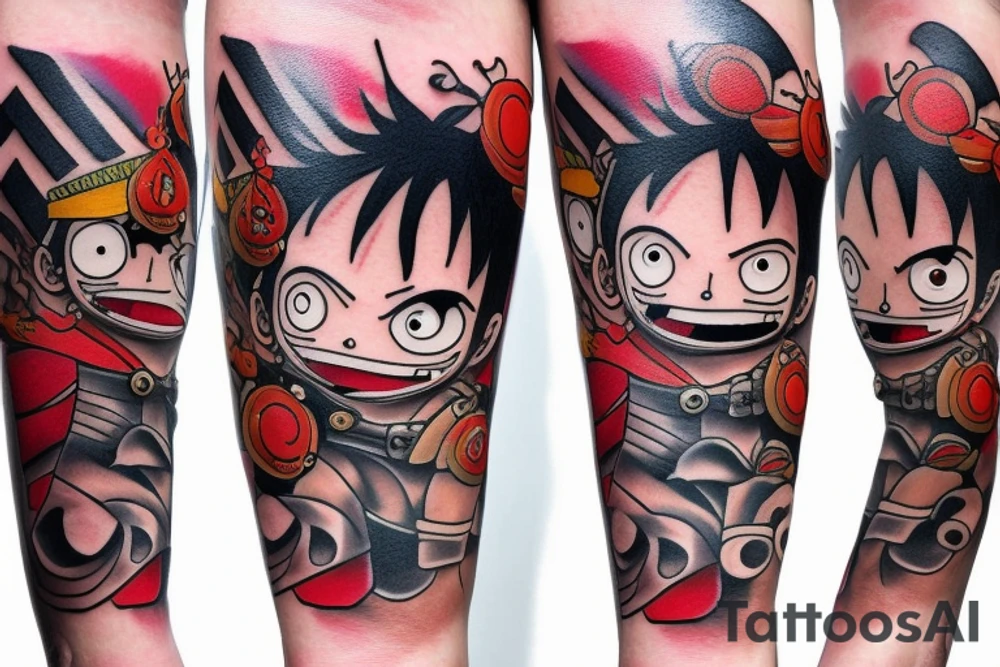 Luffy 4 gear on leg tattoo idea