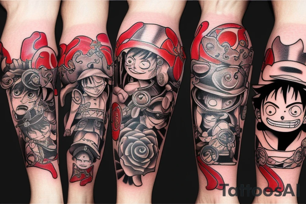 Luffy 4 gear on leg tattoo idea