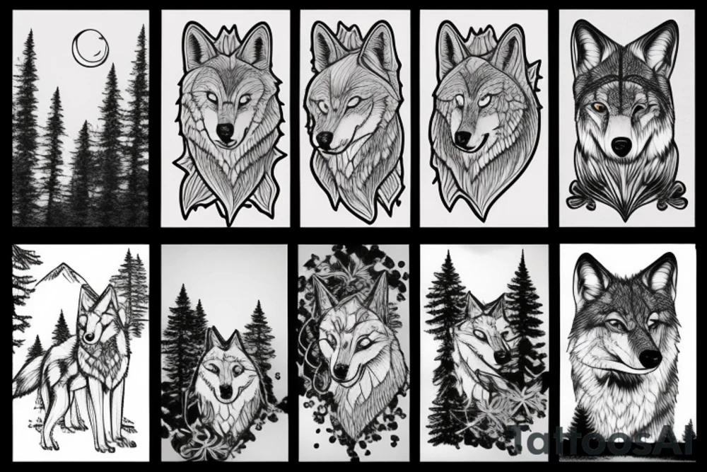wolf howling with trees and mountains in background tattoo idea wolf howling with trees and mountains in background tattoo idea