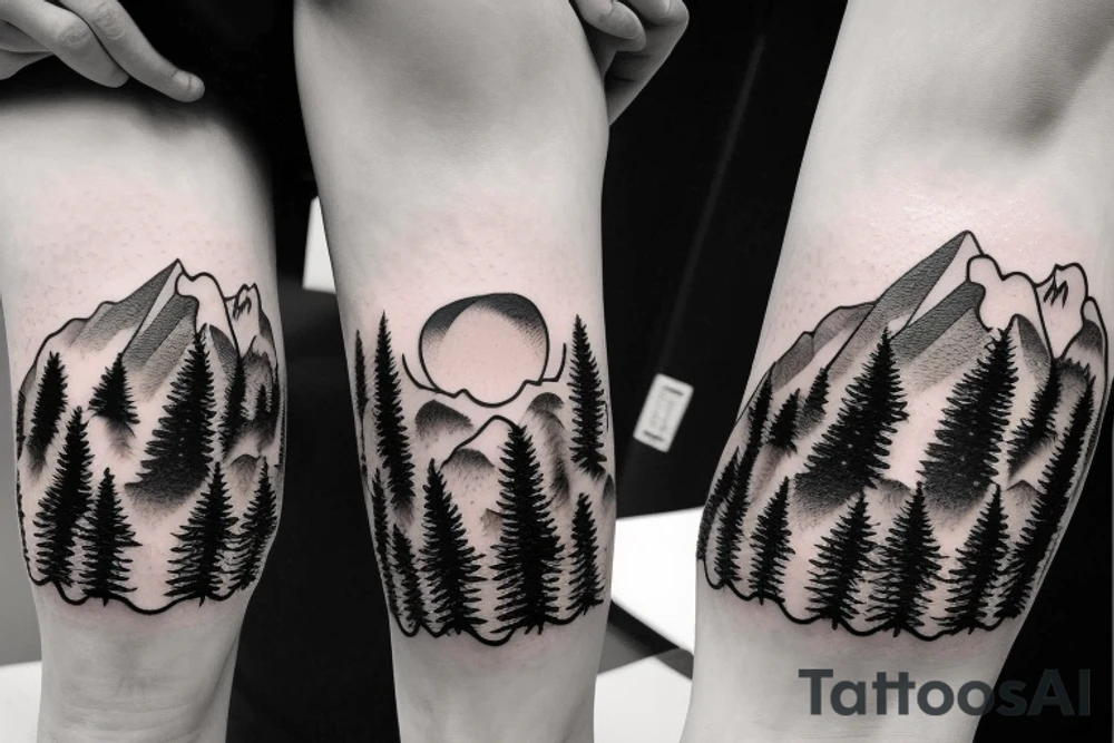 wolf howling with trees and mountains in background tattoo idea wolf howling with trees and mountains in background tattoo idea