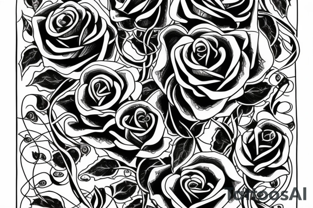 Rose with vines growing over a 7 of hearts playing card tattoo idea
