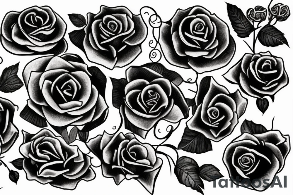 Rose with vines tattoo idea
