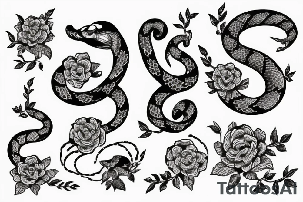 Snake with flowers tattoo idea
