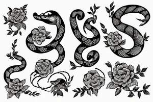 Snake with flowers tattoo idea