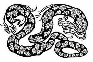 Snake with flowers tattoo idea
