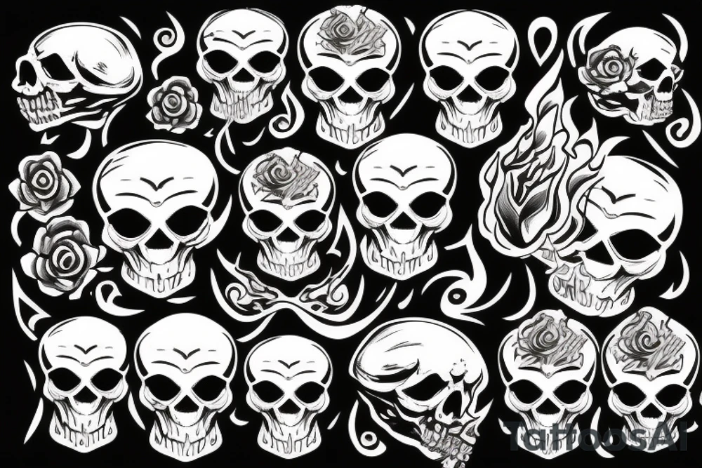 badass skull on fire tattoo idea