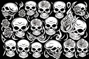 badass skull on fire tattoo idea