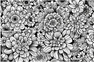 Floristic pattern with plants and flowers.  A nice composition of flowers with a Slavic motif. tattoo idea