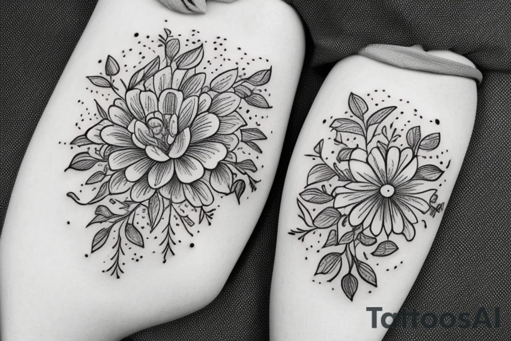 Meadow flower and plants with little animal eyes in the middle tattoo idea