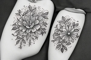 Meadow flower and plants with little animal eyes in the middle tattoo idea