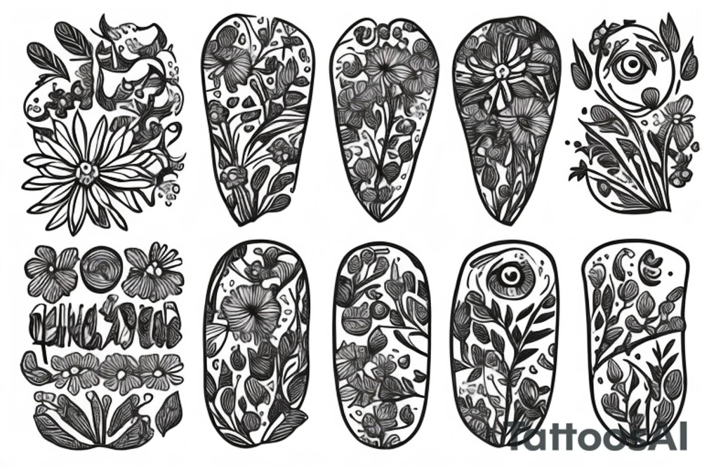 Meadow flower and plants with little animal eyes in the middle tattoo idea