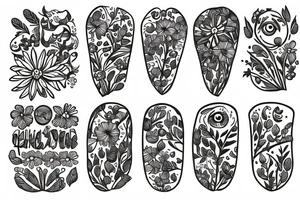 Meadow flower and plants with little animal eyes in the middle tattoo idea