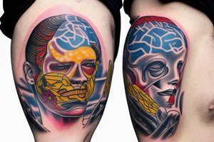 Man with brain on fire mental health tattoo idea
