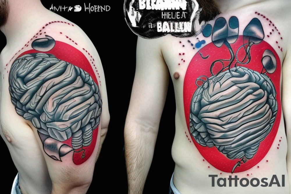 Man with brain on fire mental health tattoo idea