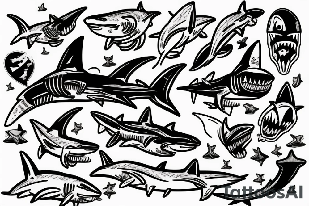 Astronaut riding a shark tattoo idea