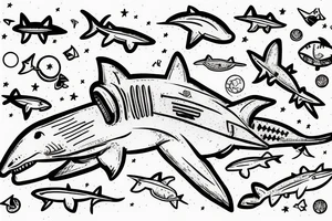 Astronaut riding a shark tattoo idea