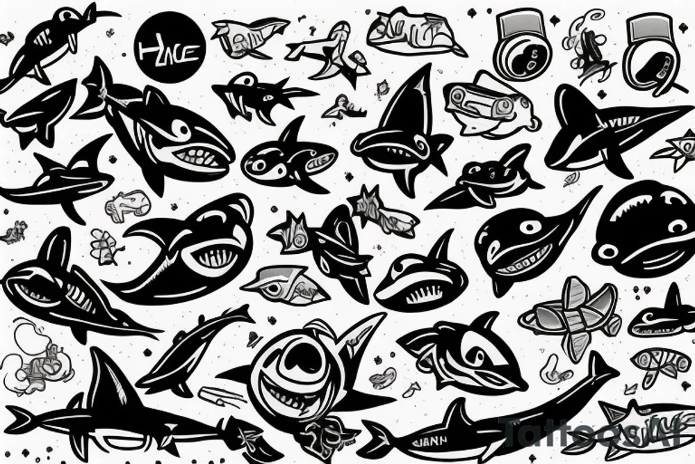 Astronaut shark tattoo idea