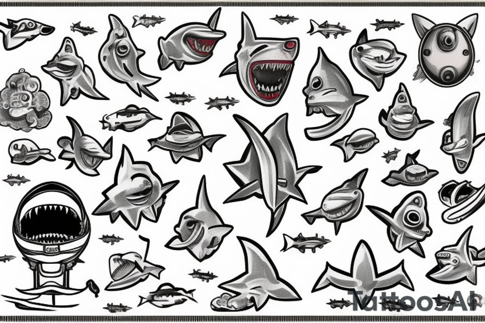 Astronaut shark tattoo idea